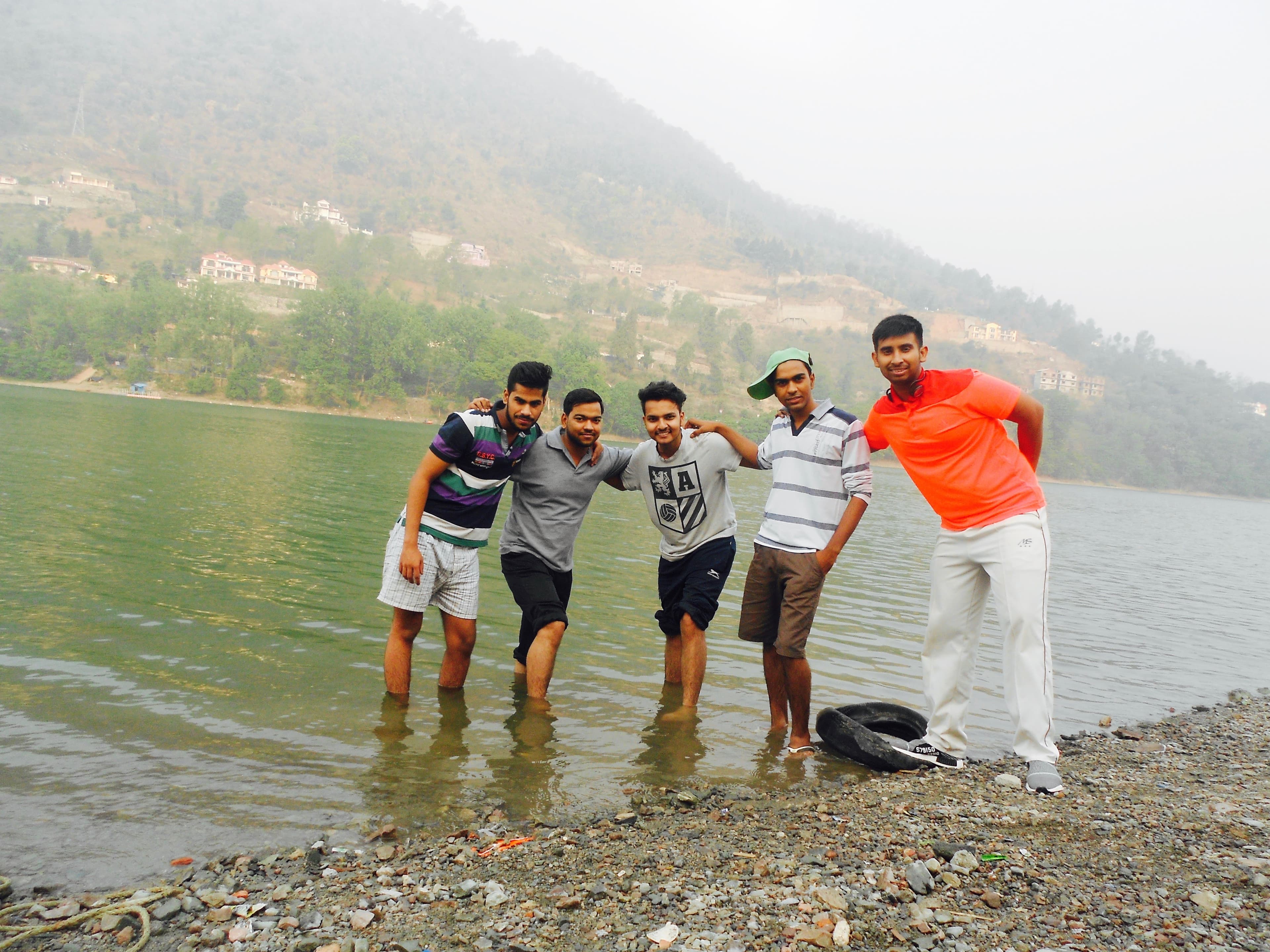 My friends and me beside Naini Lake in 2016